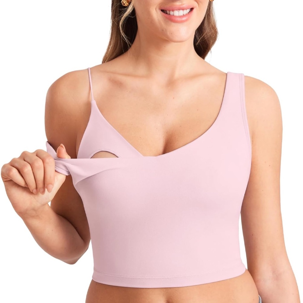 Women's Pink Nursing & Maternity Crop Bra Tank Top